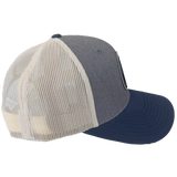 Beach Wave Mesh Curved Snapback Hat (Gray and Navy)