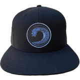 Beach Wave Mesh Flat Brim Snapback Hat (Black on Black)