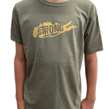 Youth Island Strong T Shirt (Army Green/Gold)