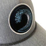 Beach Wave Mesh Curved Brim Snapback Hat (Heather & Black)