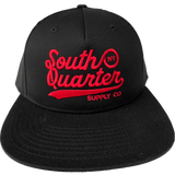 South Quarter Black Snapback Hat (Script Logo)